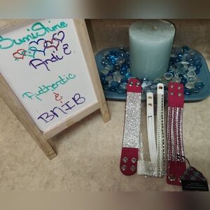 (3) Paparazzi Bracelets, (2) WIDE PINK & (1) WHITE WRAP, NEW